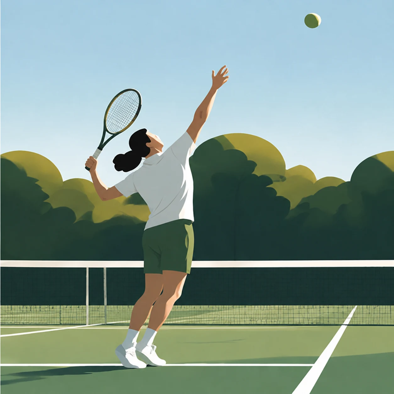 Tennista sul campo, illustrazione